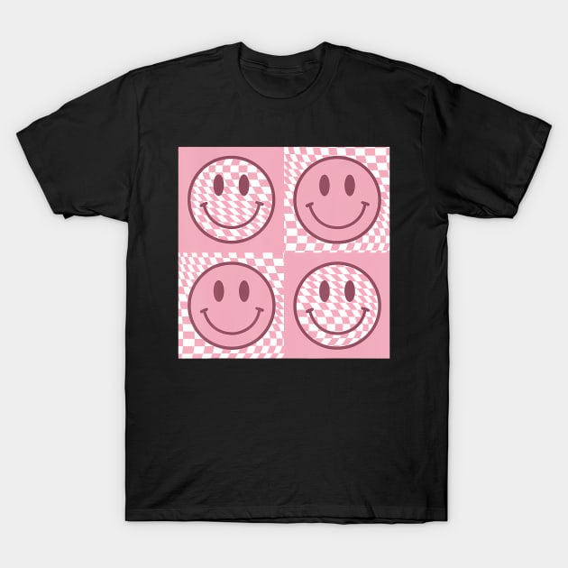 Funny Face Checkered Pattern Smile Face Meme Trendy T-Shirt by deptrai0023